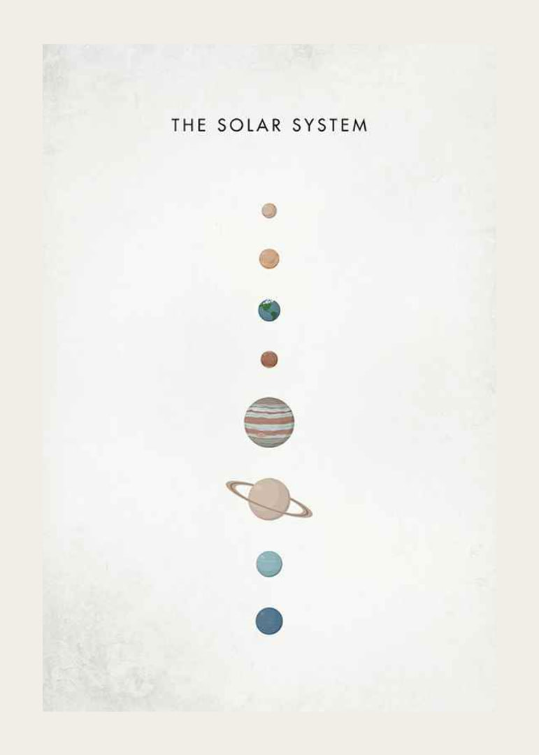 Illustration av solsystemets planeter på beige bakgrund-12