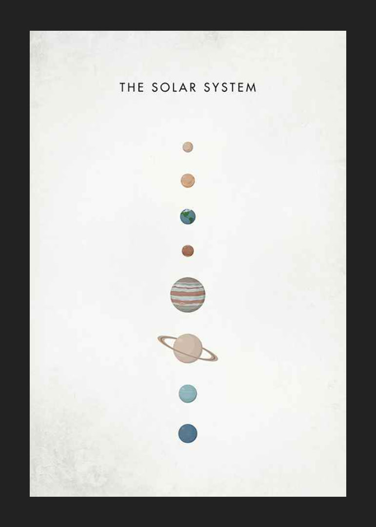 Illustration av solsystemets planeter på beige bakgrund-12