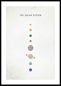 Illustration av solsystemets planeter på beige bakgrund-0