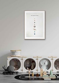 Illustration av solsystemets planeter på beige bakgrund-8