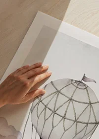 Watercolor illustration of hot air balloon among pink clouds-9