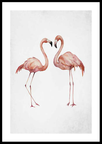 Poster Watercolor Flamingos