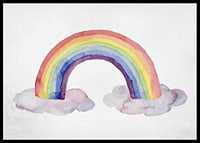 Watercolor rainbow in pastel colors with two clouds-6