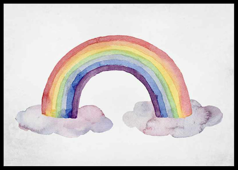 Watercolor rainbow in pastel colors with two clouds-12