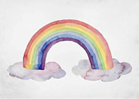Watercolor rainbow in pastel colors with two clouds-7