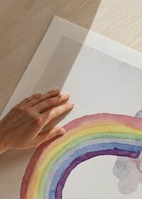 Watercolor rainbow in pastel colors with two clouds-9