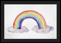 Watercolor rainbow in pastel colors with two clouds-4