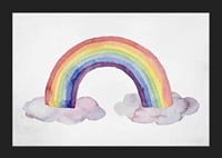 Watercolor rainbow in pastel colors with two clouds-5