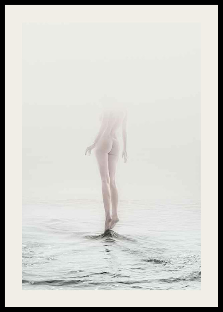 Photo art with naked woman partially hidden by fog over water-12