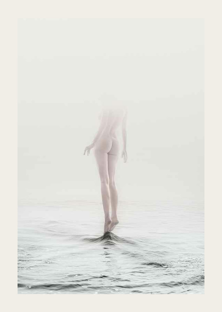 Photo art with naked woman partially hidden by fog over water-12