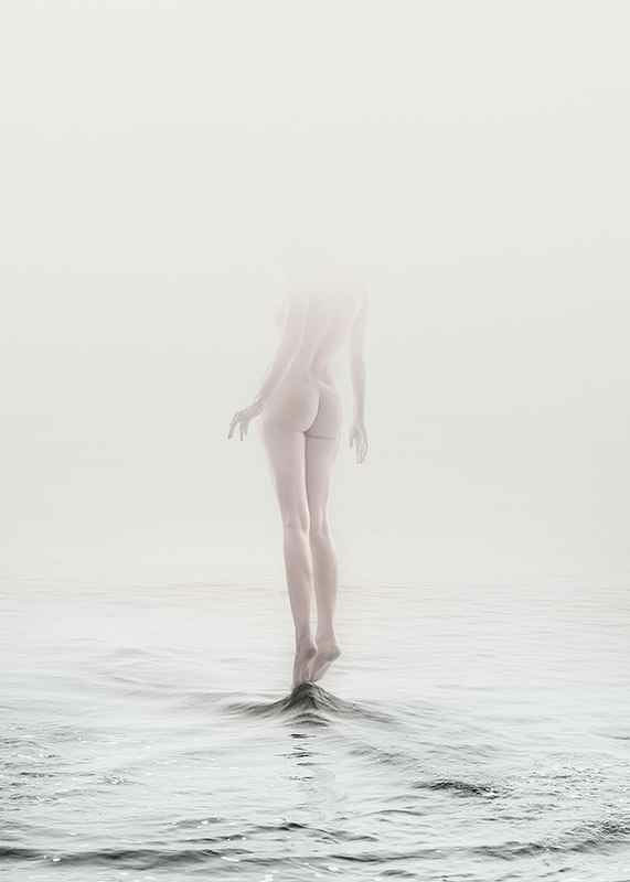 Photo art with naked woman partially hidden by fog over water-12