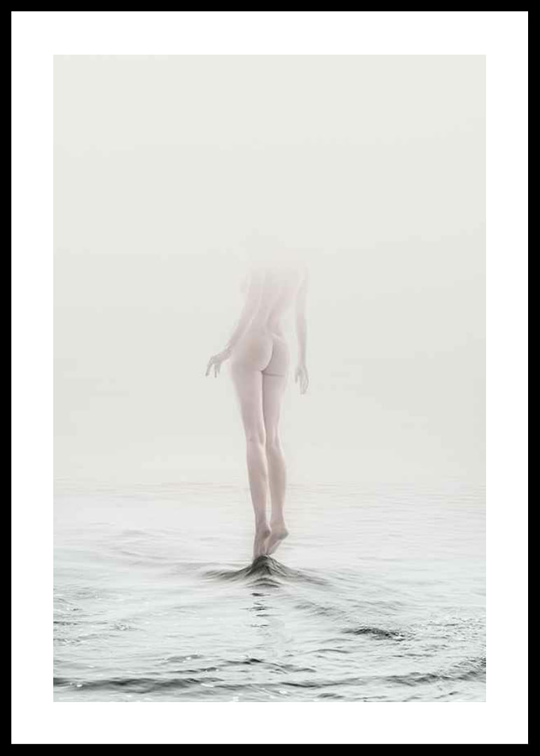 Photo art with naked woman partially hidden by fog over water-12
