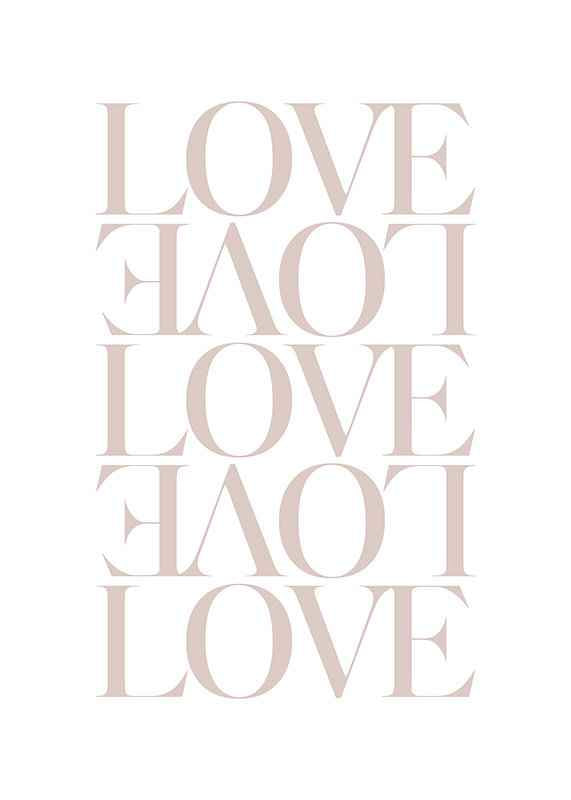 Typographic motif with the word LOVE in light pink shade-12