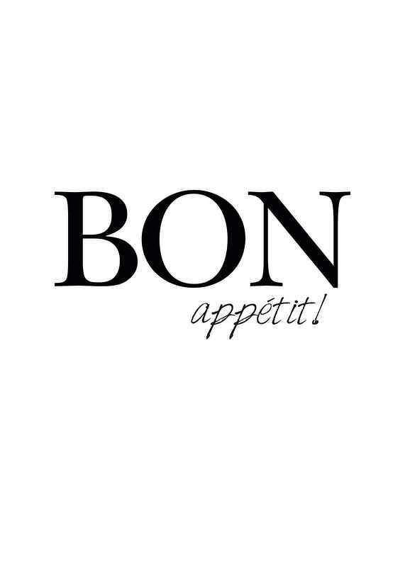 Black text Bon Appétit in two different fonts on white background-12