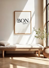 Black text Bon Appétit in two different fonts on white background-2