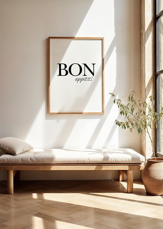 Black text Bon Appétit in two different fonts on white background-12