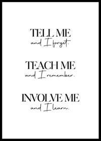 Black text quote about learning on white minimalist background-0