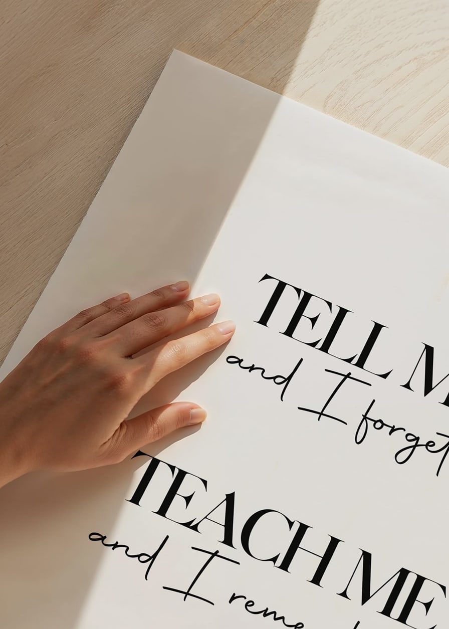 Black text quote about learning on white minimalist background-12