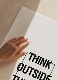 Graphic text illustration with the quote Think outside the box-3