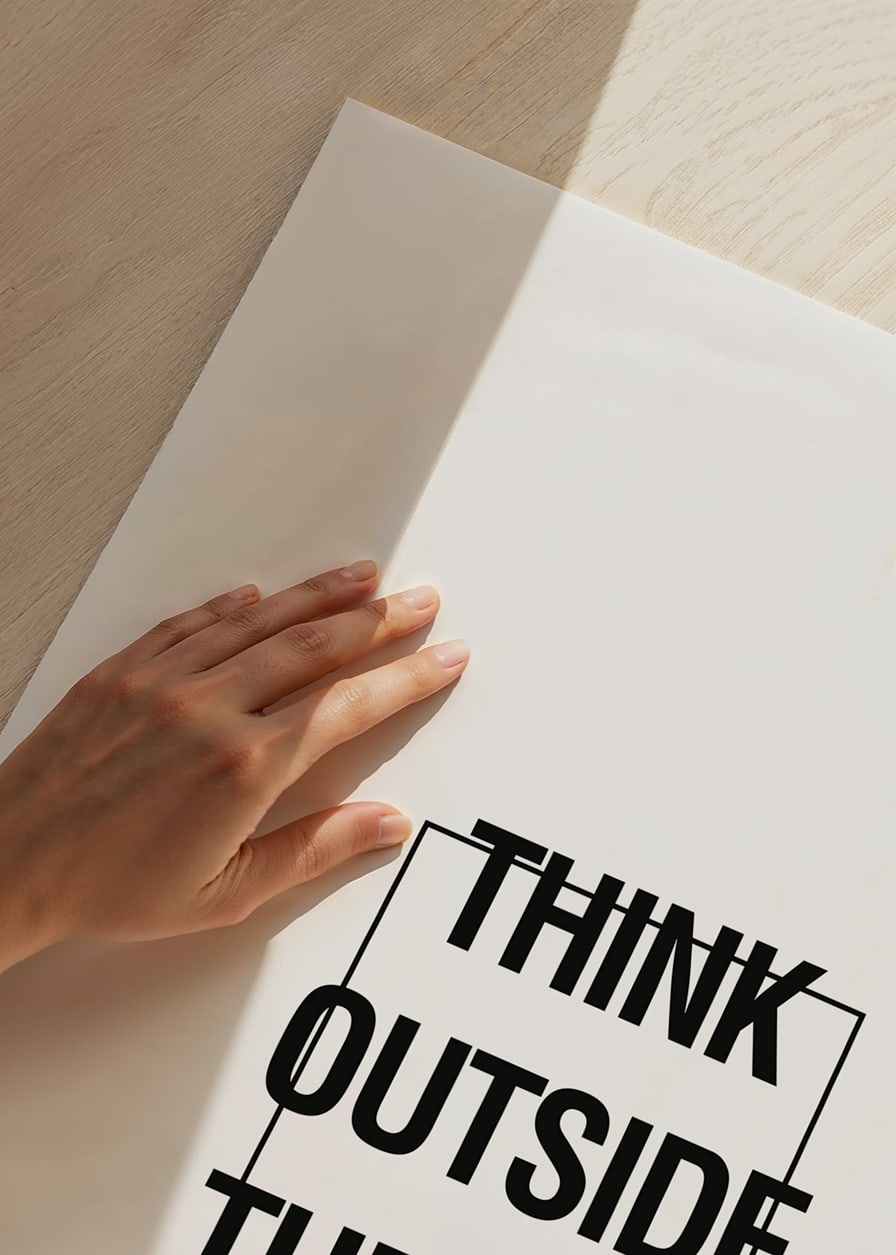 Graphic text illustration with the quote Think outside the box-12