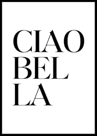Stylish typography with the text Ciao Bella in black on white-0