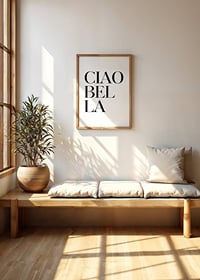 Stylish typography with the text Ciao Bella in black on white-2