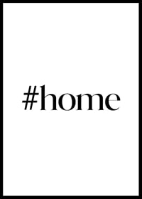 Black text with the word #home in stylish serif against a white background-0