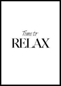 Svart text med orden Time to Relax på vit bakgrund-0
