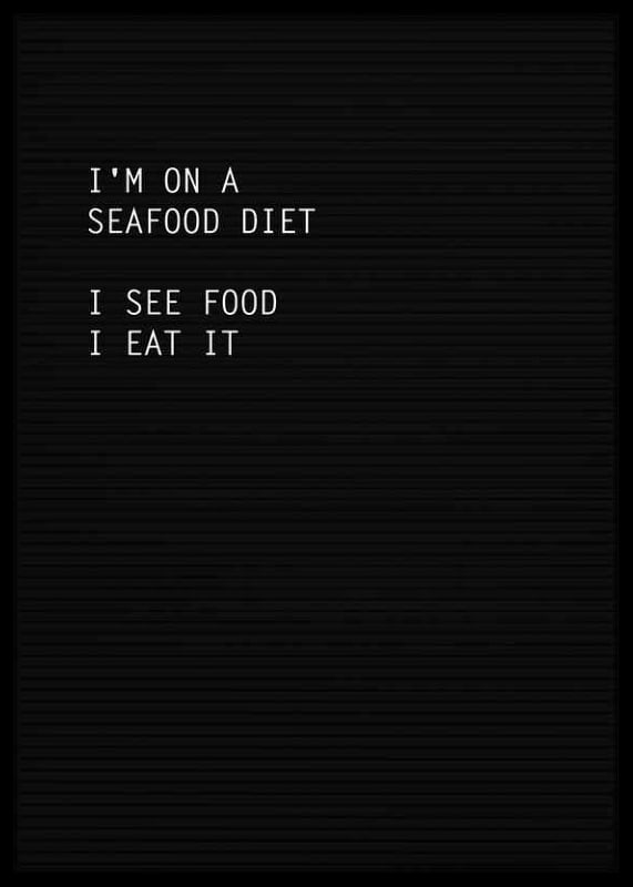 Black and white text sign with humorous quote in block letters-12