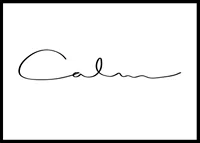 Minimalist text illustration with the word Calm in black-0