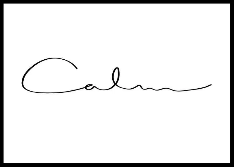 Minimalist text illustration with the word Calm in black-12