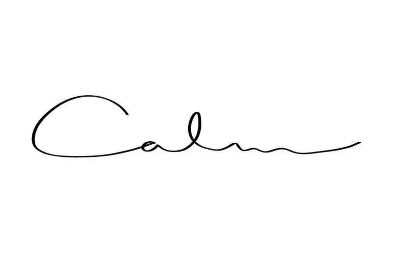 Minimalist text illustration with the word Calm in black-12
