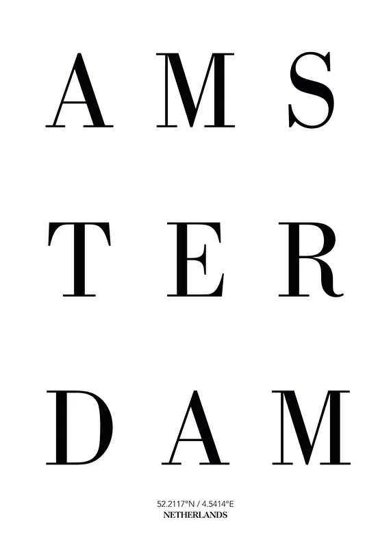 Black text Amsterdam in scattered letters on white background-12