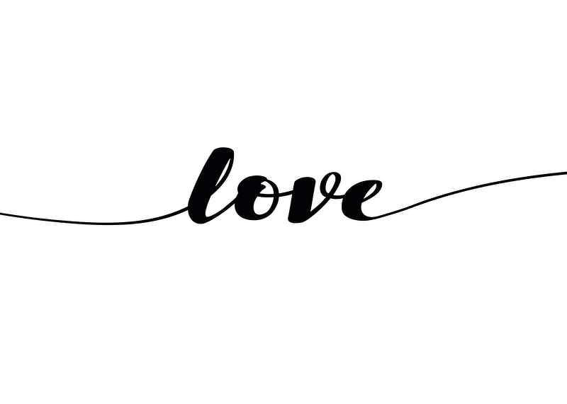 Black handwritten text love in line on white background-12