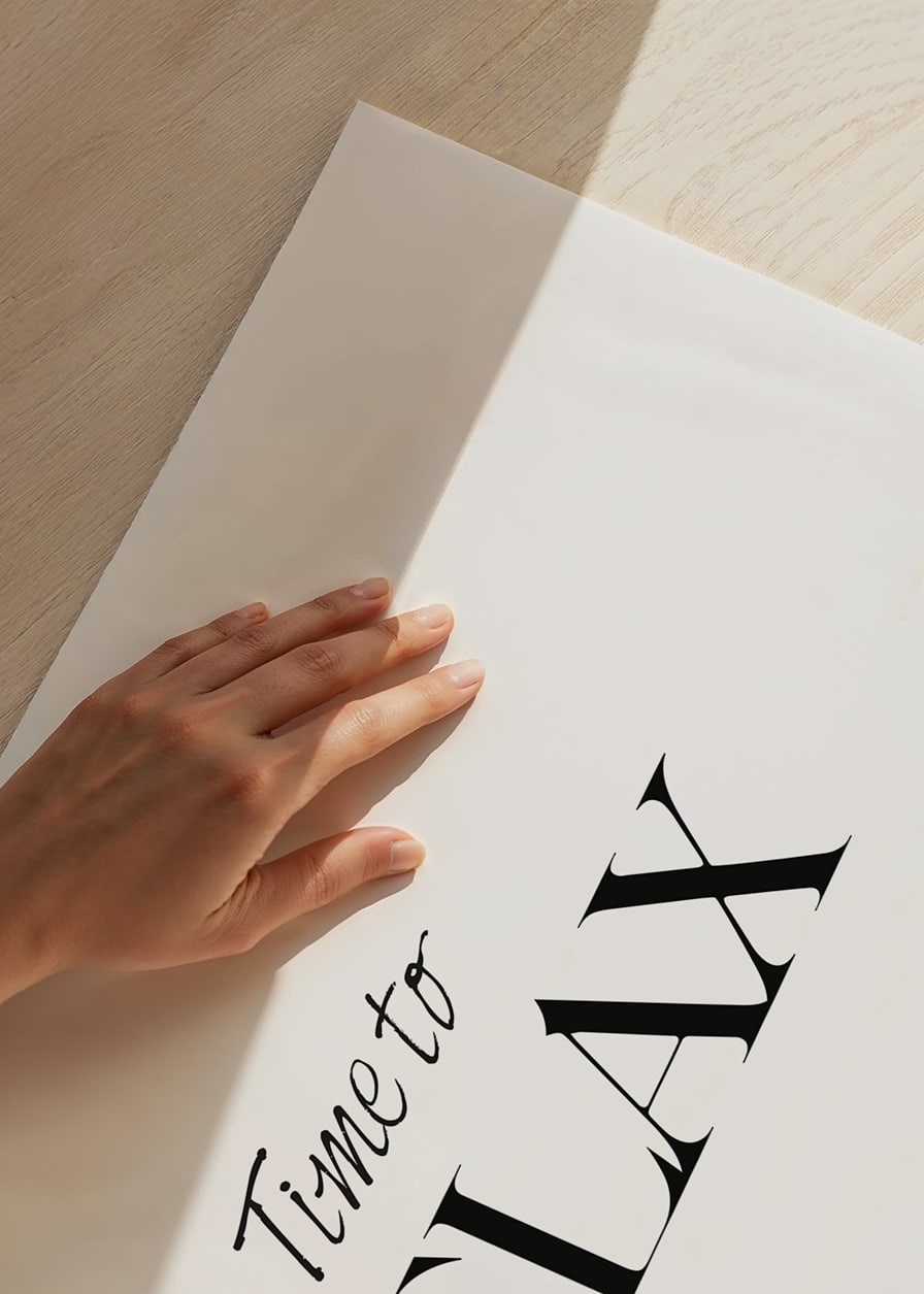 Black text Time to relax in two fonts on white background-12