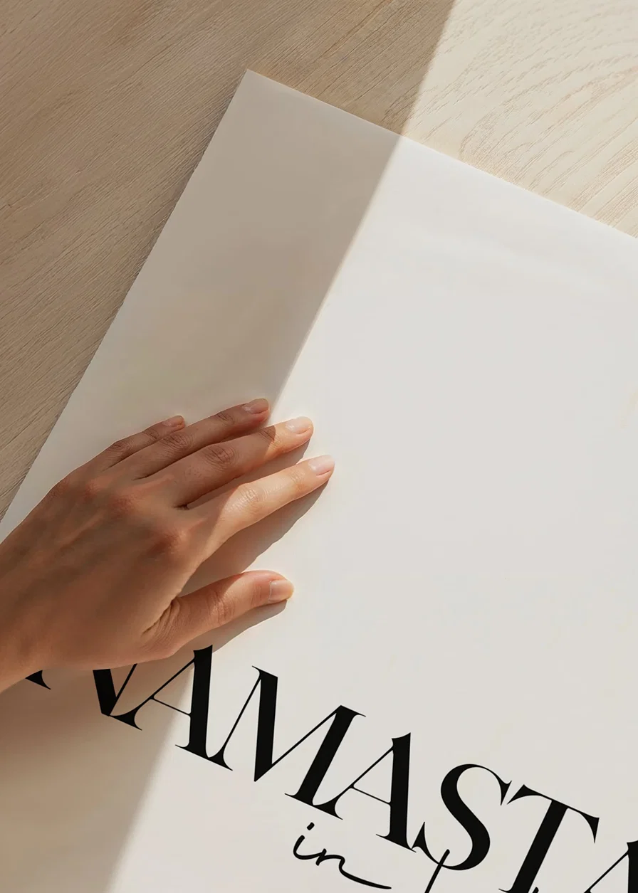 Black text with the pun 'Namastay in bed' on a white background-12