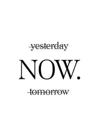 Minimalist text with the word NOW in black on white background-1