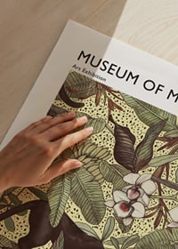 Illustration with two black panthers among large leaves and orchids-3