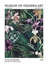 Illustration av exotiska lila orkidéer och gröna blad-1