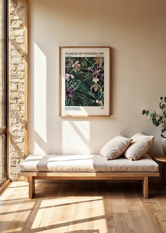 Illustration av exotiska lila orkidéer och gröna blad-12