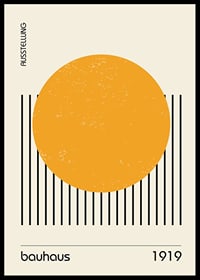 Motif abstrait avec cercle orange et lignes noires sur fond beige-0