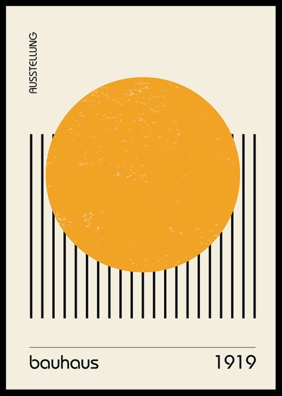 Motif abstrait avec cercle orange et lignes noires sur fond beige-12