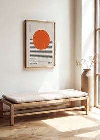 Graphic orange circle over black lines, Bauhaus style-2