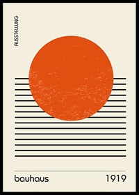 Graphic orange circle over black lines, Bauhaus style-0
