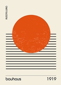 Graphic orange circle over black lines, Bauhaus style-1