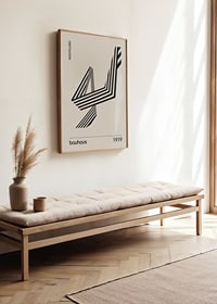 Graphic illustration with black lines in Bauhaus style, beige background-2