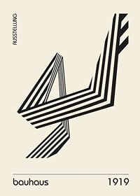 Graphic illustration with black lines in Bauhaus style, beige background-1