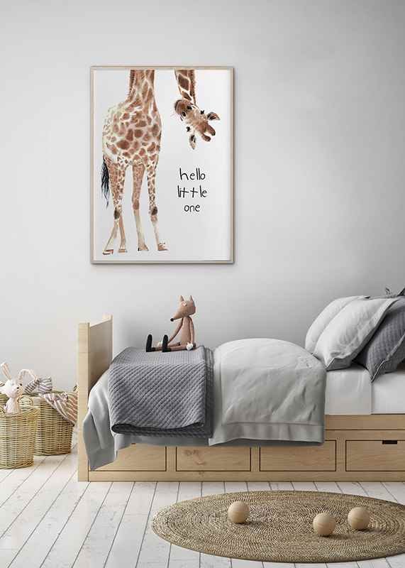 Watercolor illustration of a baby giraffe with text next to it-12