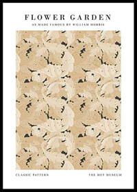 Dense pattern with stylized flowers, leaves and winding stems in beige and muted green tones-0