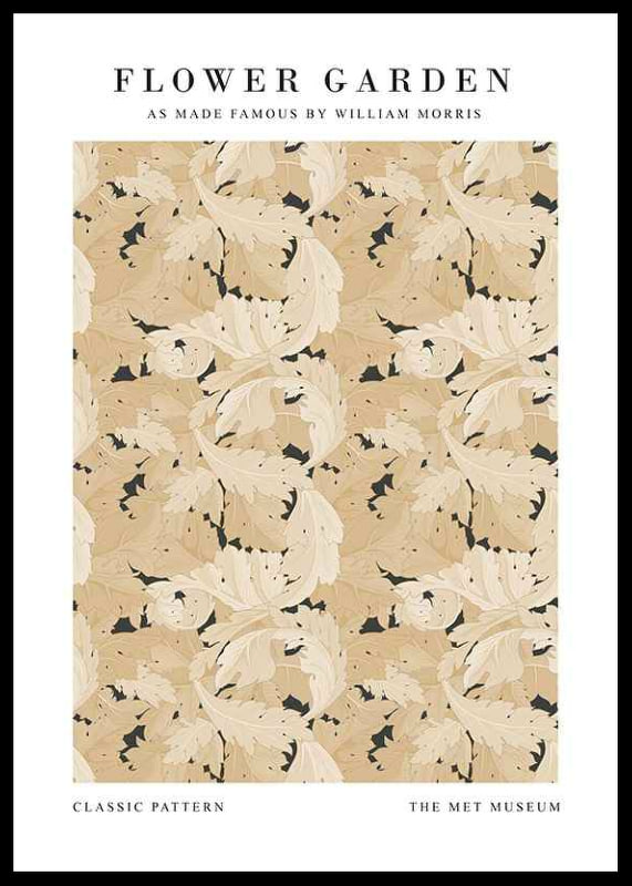 Dense pattern with stylized flowers, leaves and winding stems in beige and muted green tones-12